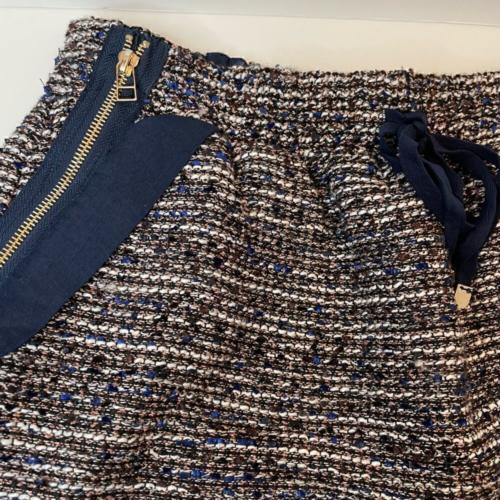 48.Color Block| Wool Tweed cotton blend|Size 38(EU)| Mini Skirt| Pockets - Picture 9 of 11